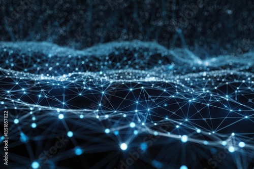 Abstract digital network with glowing data nodes