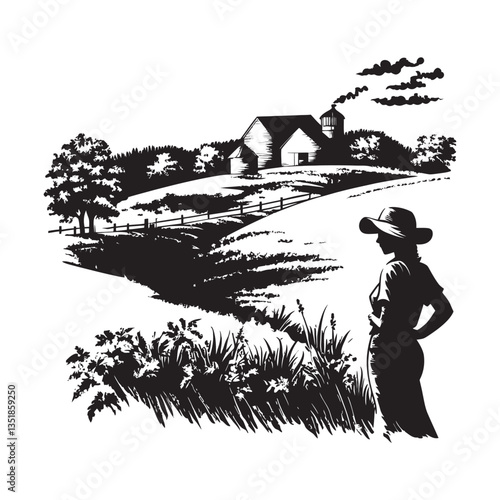 Silhouette designs for farm life and agriculture clipart
