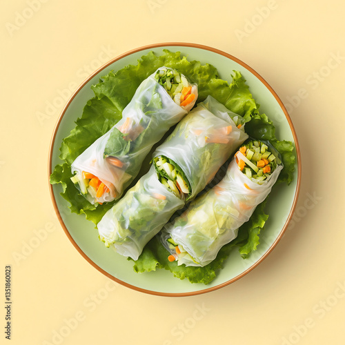 Delicious fresh spring rolls vietnamese cuisine food photography bright studio environment close-up view culinary delight