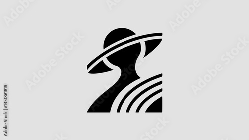 Stylish Woman in Profile with Striped Hat Against Vibrant Background