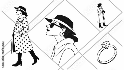 Stylish Woman in Profile with Striped Hat Against Vibrant Background