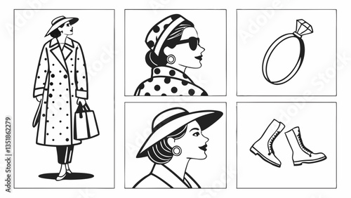 Stylish Woman in Profile with Striped Hat Against Vibrant Background