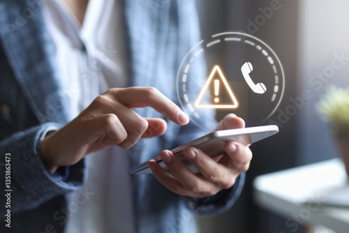 Businessman receiving urgent alert on smartphone