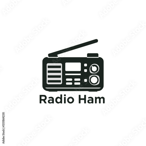 Radio Ham logo design in black and white style for amateur radio enthusiasts