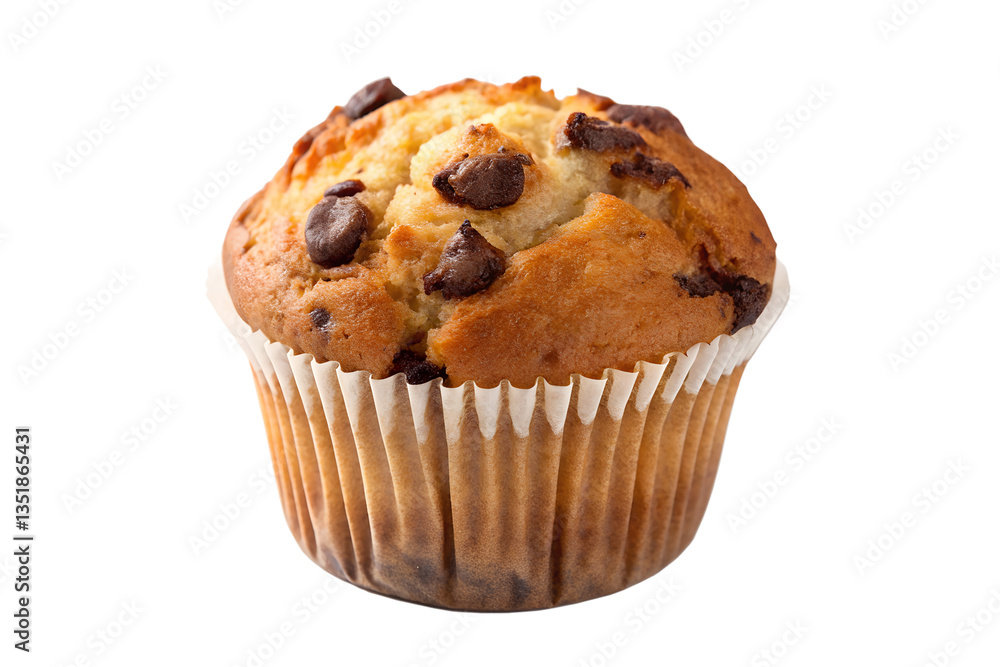 A delightful chocolate chip muffin beckoning from a bakery display promising a sweet indulgence for breakfast or dessert presented against a stark black backdrop with sharp focus A delightful chocolate chip muffin beckoning from a bakery display promising a sweet indulgence for breakfast or dessert presented against a stark black backdrop with sharp focus