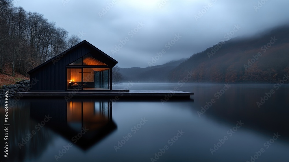 Lakeside Cabin at Dusk (1) Lakeside Cabin at Dusk (1)