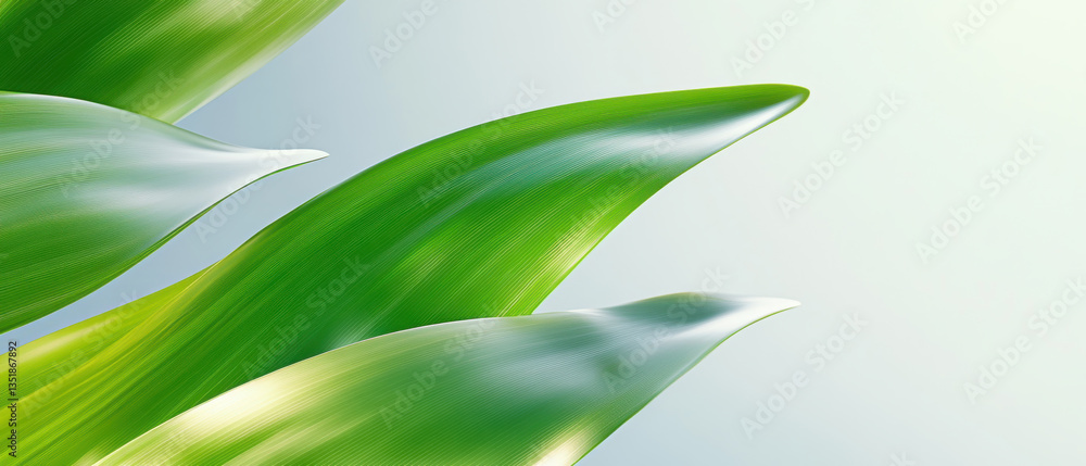 Obraz premium Sleek Green Leaves Against a Soft Background