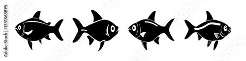 rummy nose tetra fish icon, rummy nose tetra fish silhouette vector illustration-simple silhouette illustration of rummy nose tetra fish, perfect for rummy nose tetra fish logos and icons