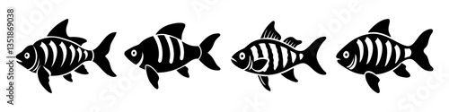 tiger barb fish icon, tiger barb fish silhouette vector illustration-simple silhouette illustration of tiger barb fish, perfect for tiger barb fish logos and icons