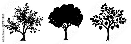 plum tree icon, plum tree silhouette vector illustration-simple silhouette illustration of plum tree, perfect for plum tree logos and icons