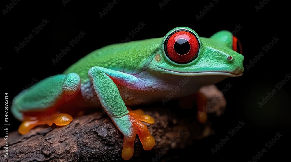 Fototapeta premium Vibrant tree frog perched on a branch