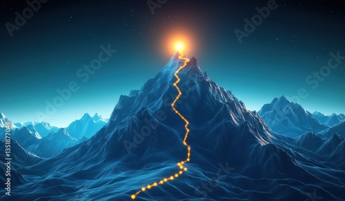 Pathway to Success Climbing Mountain Peak Inspiration Growth Mindset Motivation Achievement Journey