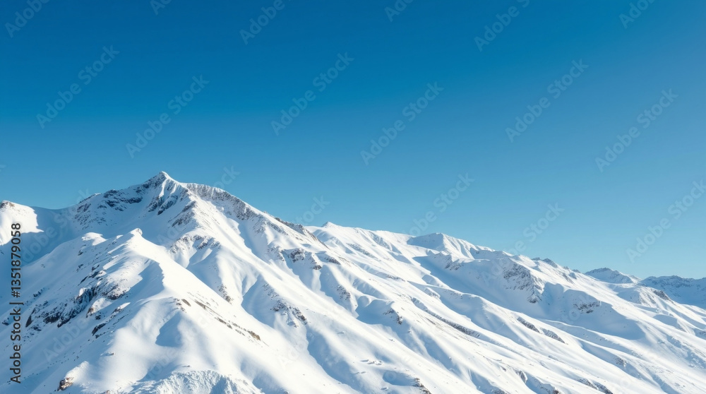Snowy Mountains in Clear Sky with Copy Space Snowy Mountains in Clear Sky with Copy Space