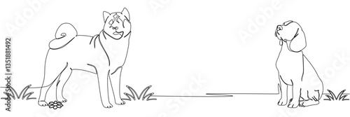 set dog line art of illustration  background for a pet day