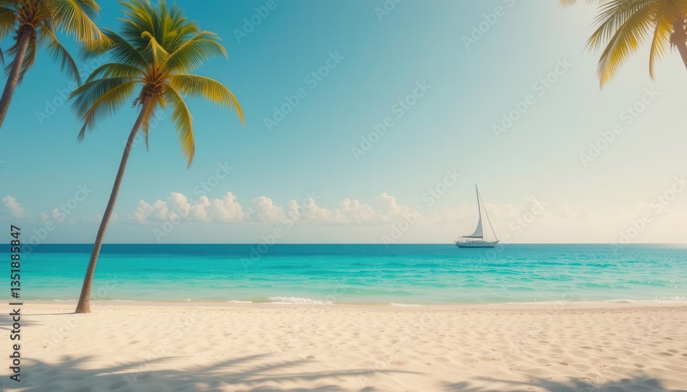 Obraz premium Sailing adventure at tropical beach nature scene sunny environment coastal view