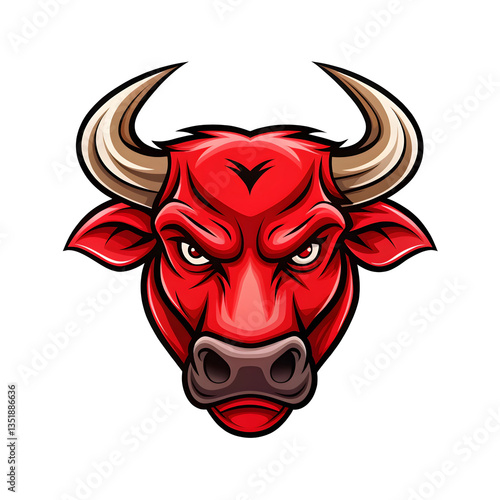 Red bull head mascot vector illustration on a transparent background