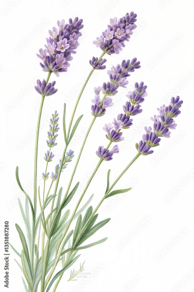 Sprigs of lavender flowers isolated on a white background (Flower) Sprigs of lavender flowers isolated on a white background (Flower)