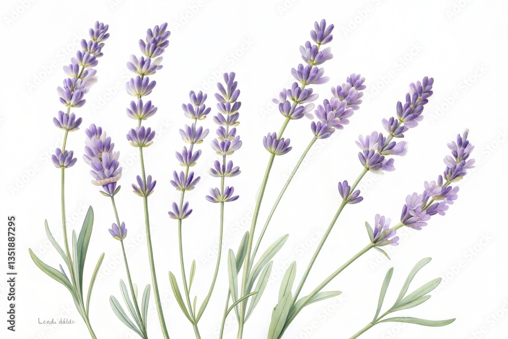 Fototapeta premium Sprigs of lavender flowers isolated on a white background (Flower)