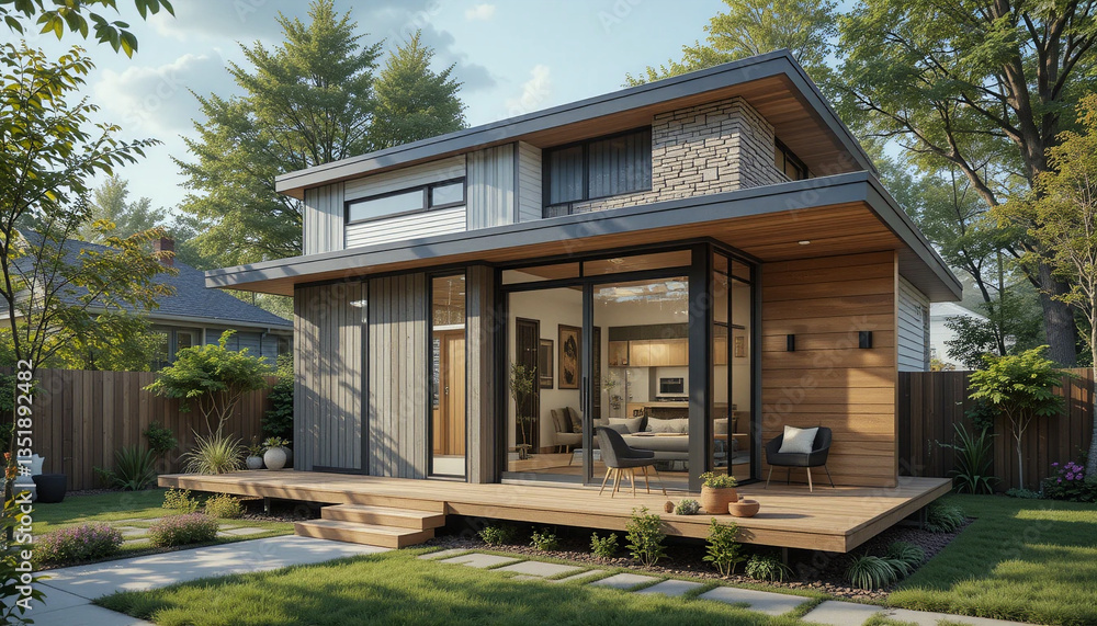 Modern Compact Accessory Dwelling Unit (ADU) Tiny House Concept for Urban Living and Sustainable Architecture – Generative AI Modern Compact Accessory Dwelling Unit (ADU) Tiny House Concept for Urban Living and Sustainable Architecture – Generative AI