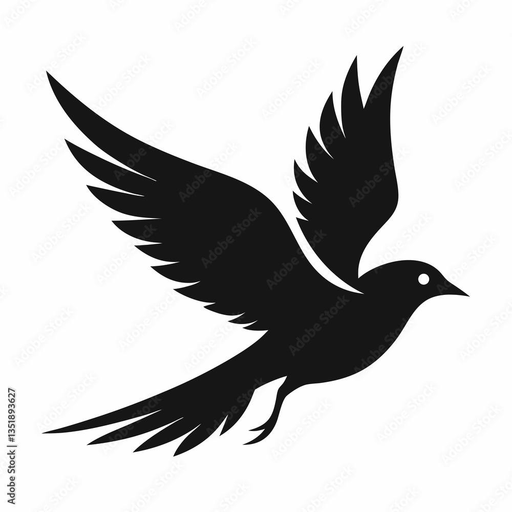 Flying beautiful bird silhouette vector Flying beautiful bird silhouette vector