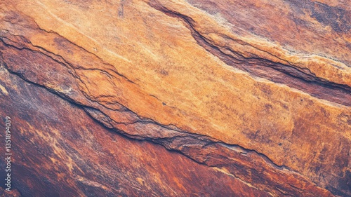 Warm-Toned Stone Texture: Detailed Close Up of Brown and Orange Layered Rock Surface