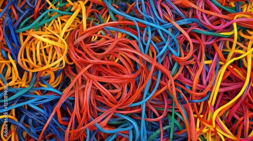 Wallpaper Mural Abstract colorful rubber bands intertwining in a chaotic arrangement creating a vibrant texture for artistic background Torontodigital.ca