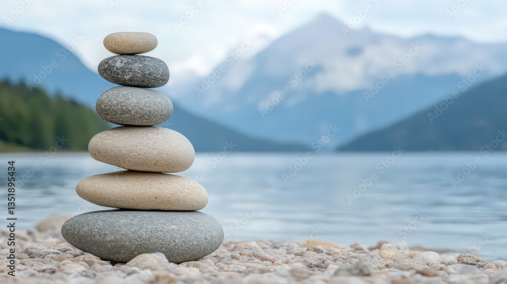 Balanced Stones by Mountain Lake Balanced Stones by Mountain Lake