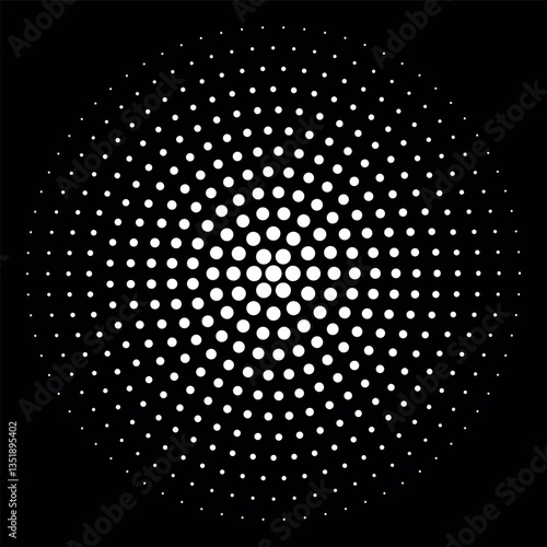 Obraz na płótnie Halftone radial dots forming abstract circular pattern w salonie
