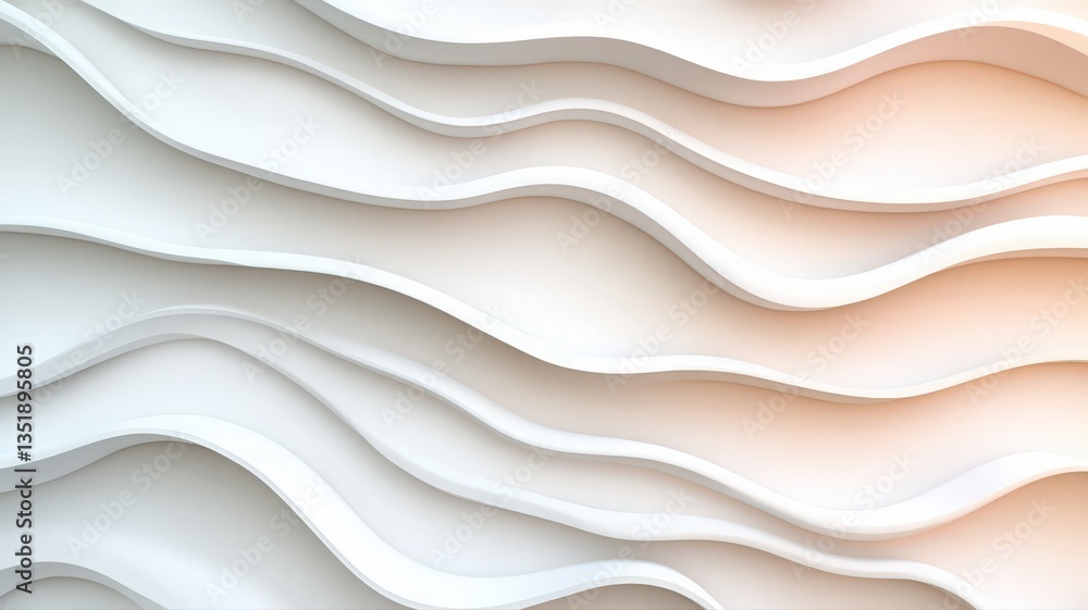 Fototapeta premium Abstract White and Peach Wavy Layers Background