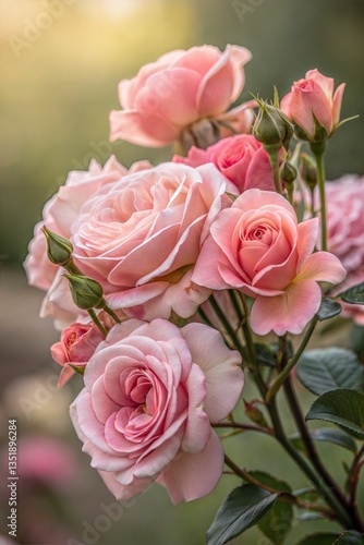 Soft Pink Rose Bouquet Close-Up 