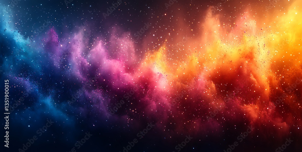 Fototapeta premium Vibrant Cosmic Clouds with Blue, Pink, and Orange Shades