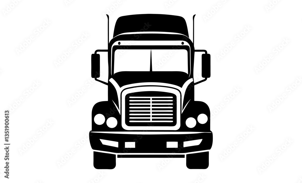 Semi truck silhouette, 18-wheeler front view vector Semi truck silhouette, 18-wheeler front view vector