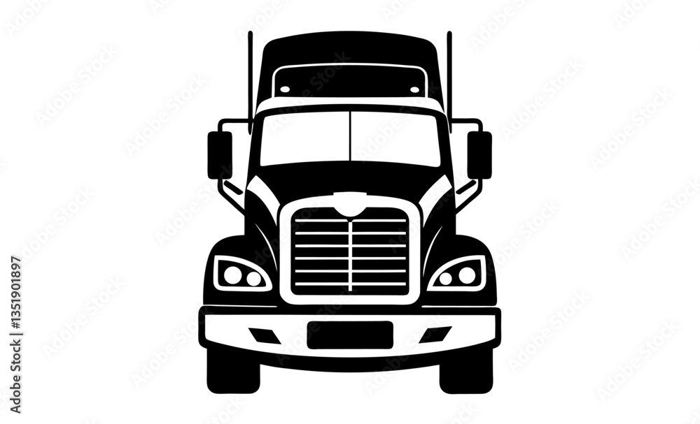 Semi truck silhouette, 18-wheeler front view vector Semi truck silhouette, 18-wheeler front view vector