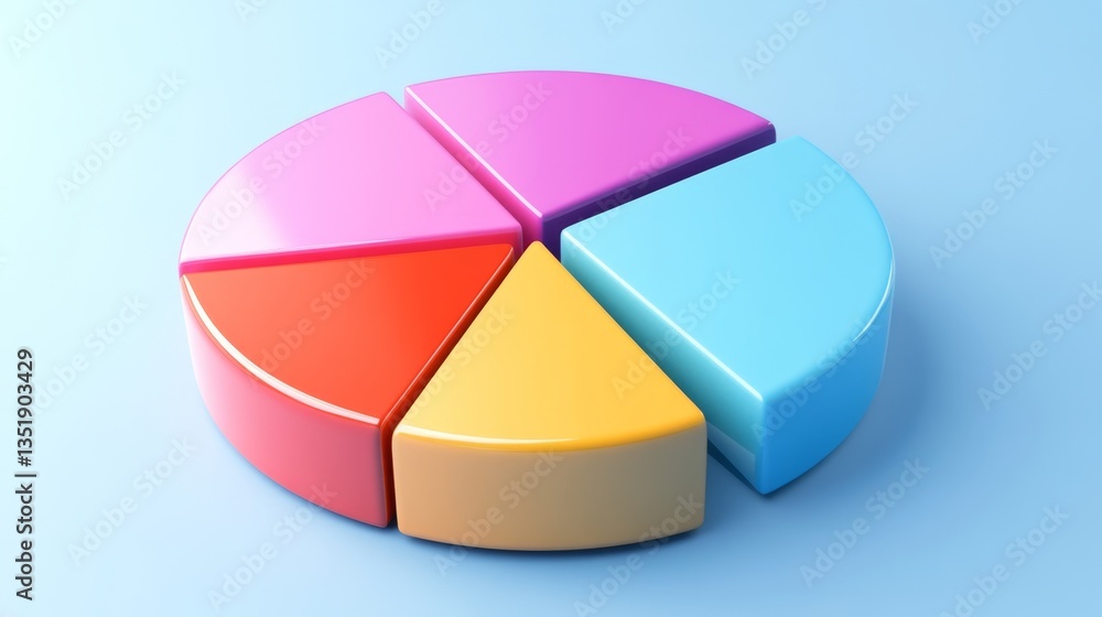 Obraz premium Professional D pie chart with smooth, rounded edges, giving a modern touch.
