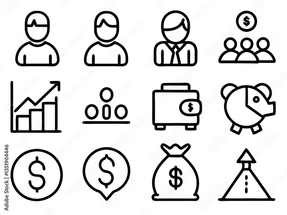 Business Icons Set with People and Finance Symbols. Business Icons Set with People and Finance Symbols.