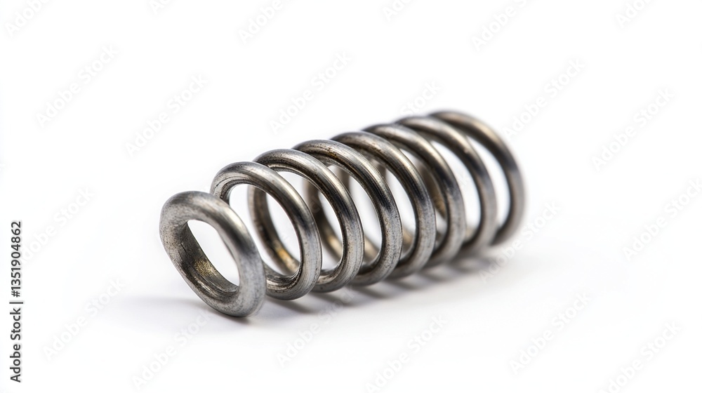 Close-up of a metallic spring coil isolated on white. Close-up of a metallic spring coil isolated on white.