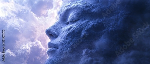 A blue cloud with a face in the middle