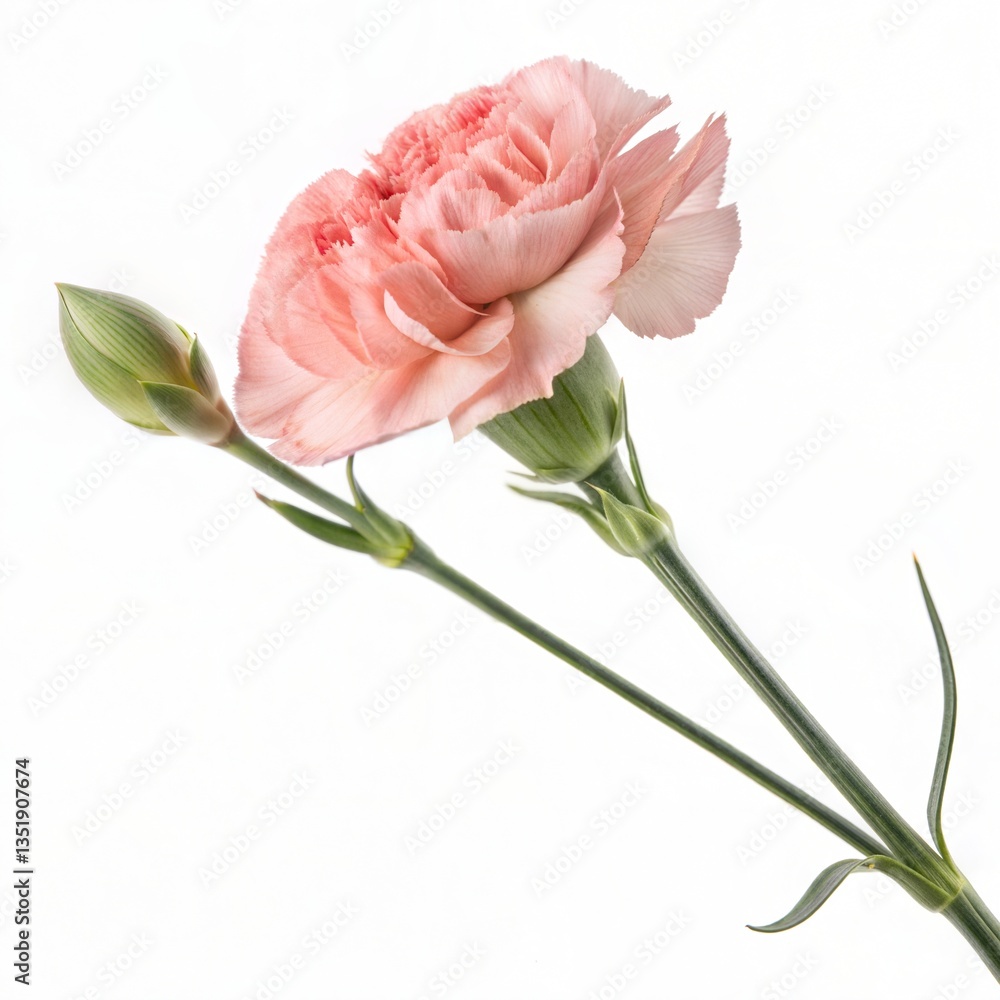 Obraz premium Single Carnation Flower Isolated on White Background 