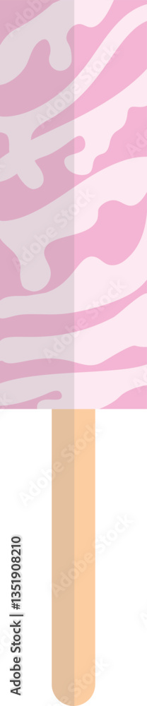 Illustration of a Pink Ice Cream Stick WIth Melted Sauce Illustration of a Pink Ice Cream Stick WIth Melted Sauce