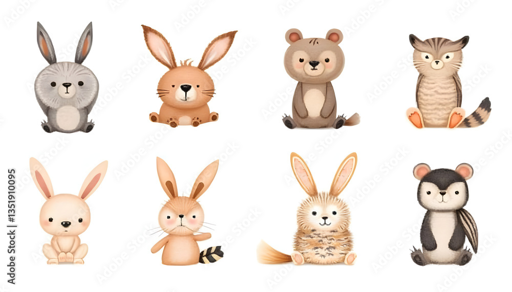 Fototapeta premium “Watercolor Animals for Children's Design