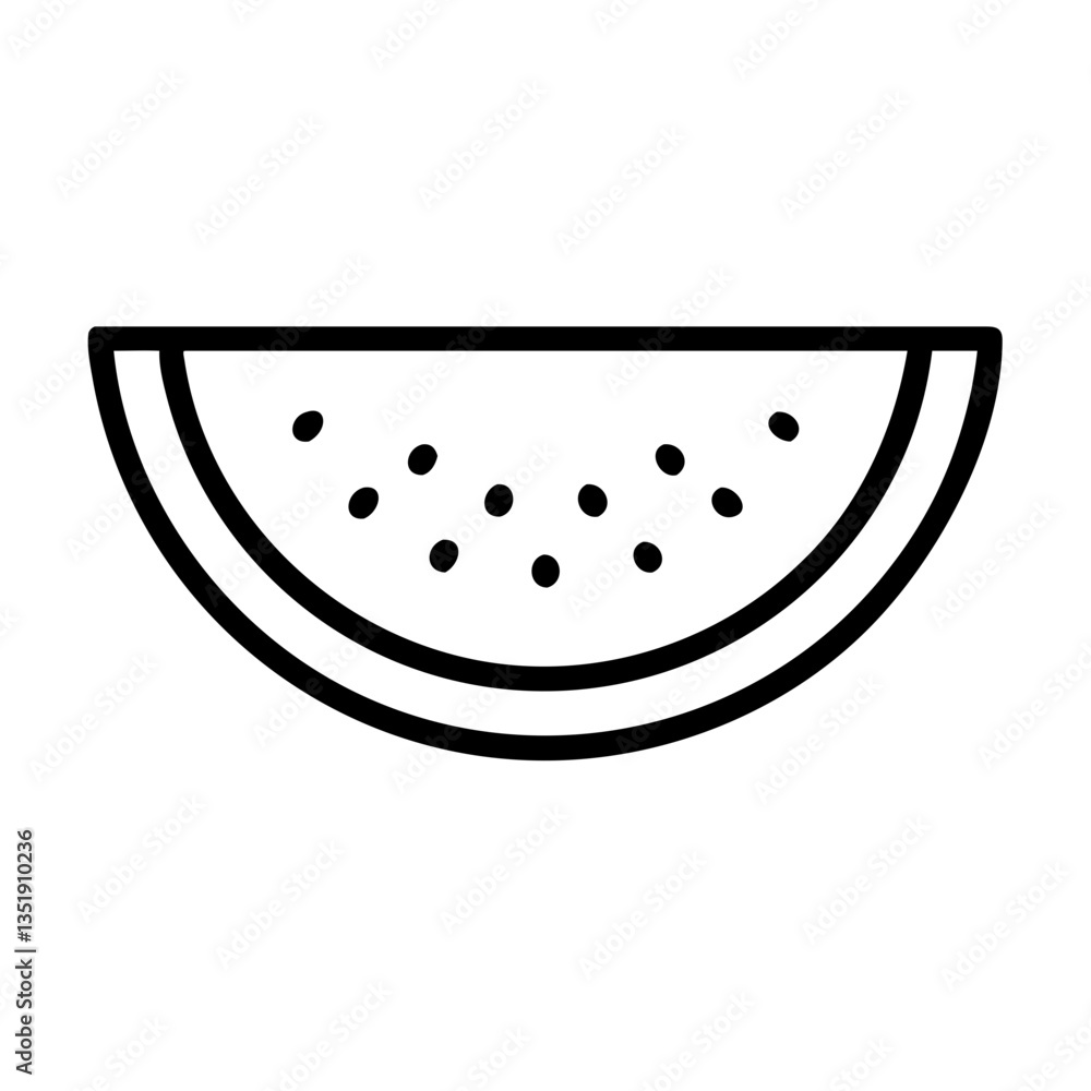 Watermelon Wedge Outline Illustration on Clear Background Watermelon Wedge Outline Illustration on Clear Background