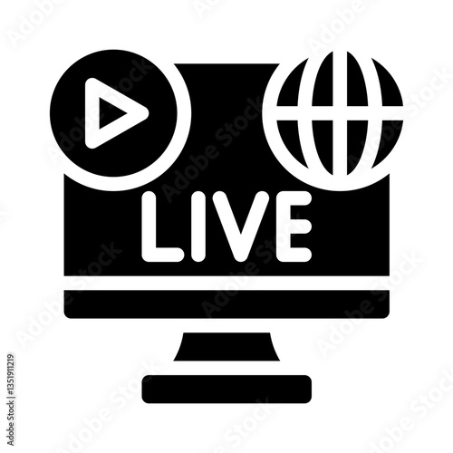 live streaming glyph icon