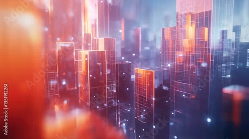 Wallpaper Mural Abstract futuristic city, glowing digital skyscrapers, dynamic urban scene, digital art Torontodigital.ca