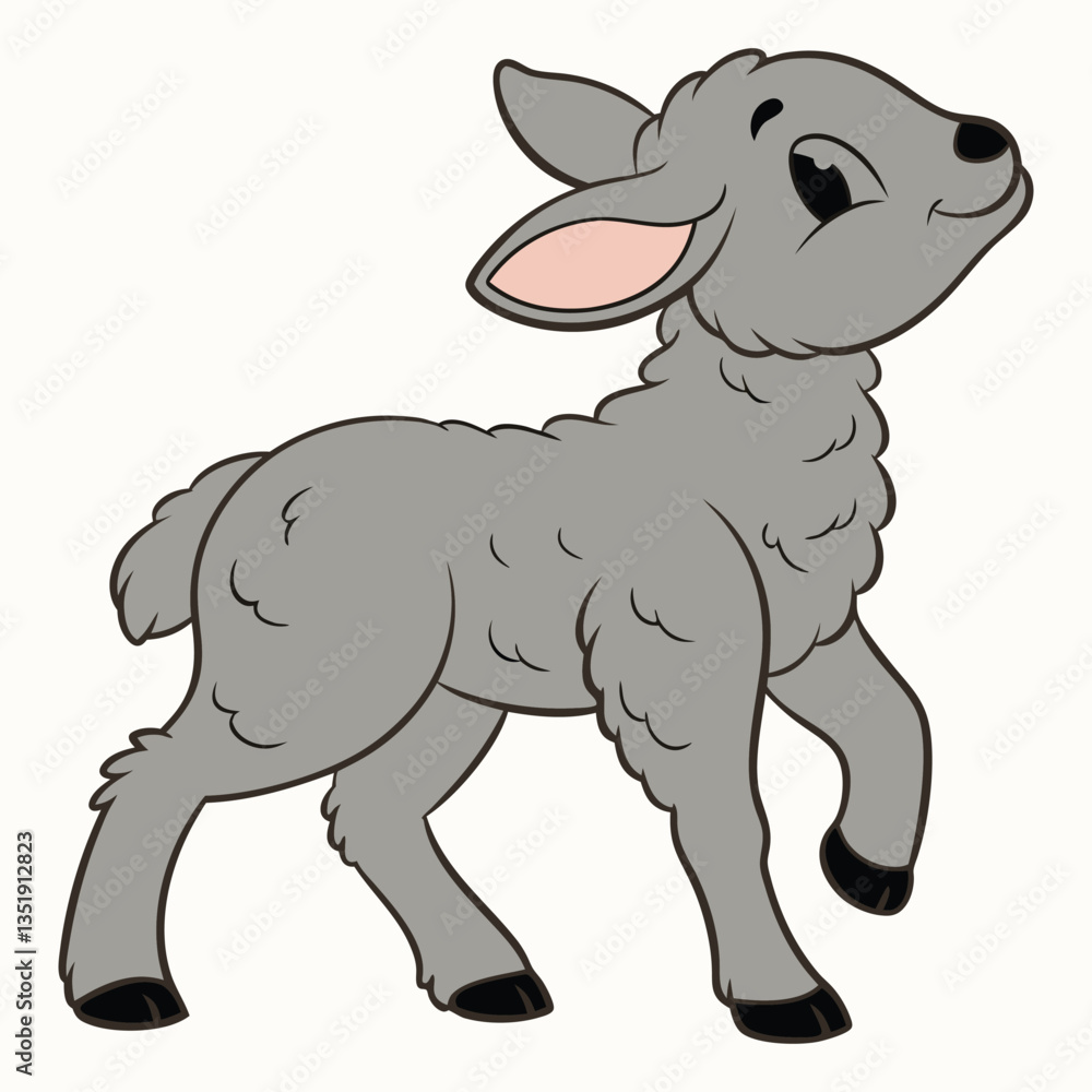 Obraz premium a cute Easter lamb standing with a soft expression 