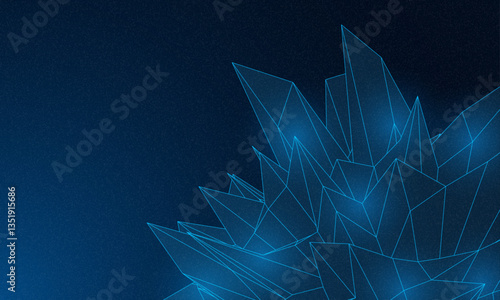 Abstract background with crystal in polygon mesh, crystalline structure, low poly concept for background. Abstract background of crystals in light blue colors with highlights on the facets. 