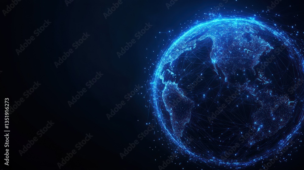 Obraz premium Global Network: A Digital Earth Visualization