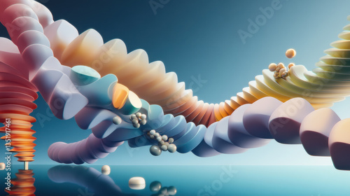 Abstract 3D Shapes in Pastel Colors