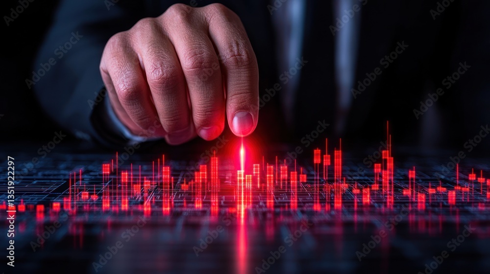 Digital Hand Shaping Red Market Data Visualization Digital Hand Shaping Red Market Data Visualization