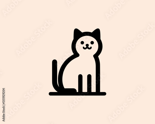 Silhouette black cat logo design icon