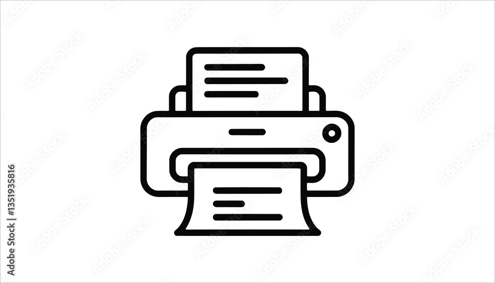 Printer Icon with Document Printing Vector. Printer Icon with Document Printing Vector.